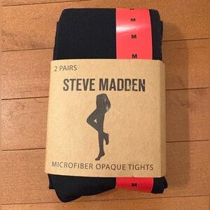 Steve Madden Black Microfiber Tights - 2 Pairs